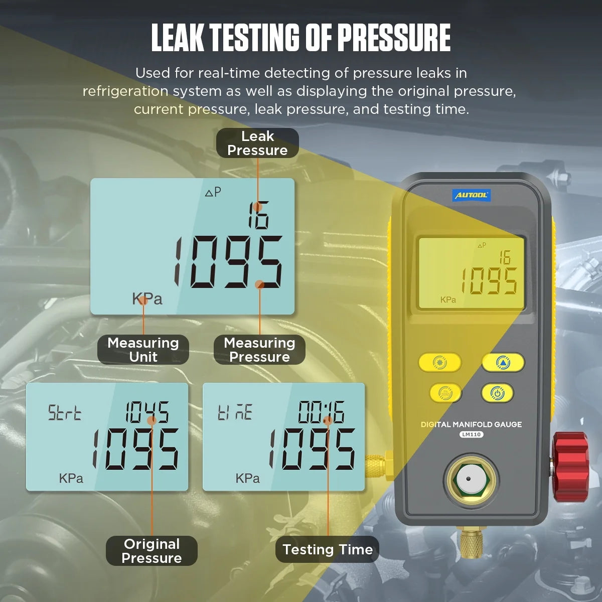 Digital Refrigeration Manifold Gauge Set HVAC Vacuum Pressure Tester Kit G58291