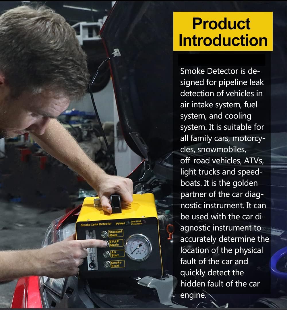 Smoke Fuel Leakage Tester 4 IN 1 Car Conduit PIPE System Leak Detection Tools with Adjustable FlowMeter H599