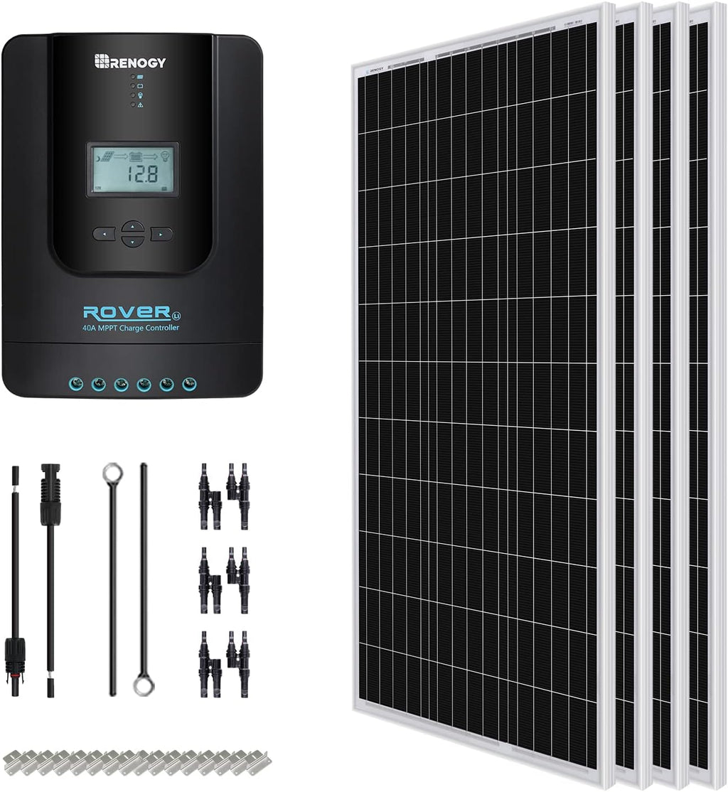 400 Watt 12 Volt Monocrystalline Solar Panel Bundle Kit with 4 pcs 100W Panel and 30A PWM Charge Controller B3106