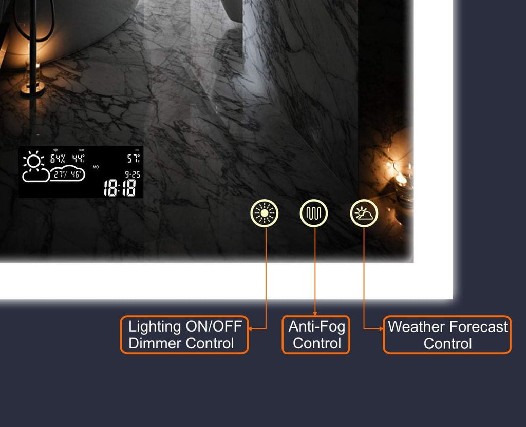 Dimmable Lighted Bathroom Mirror with Defogger and Memory Touch Switch S6625
