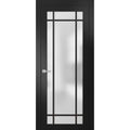 Matte Black Frosted Glass Solid French Door 32 x 84 inches Z416859
