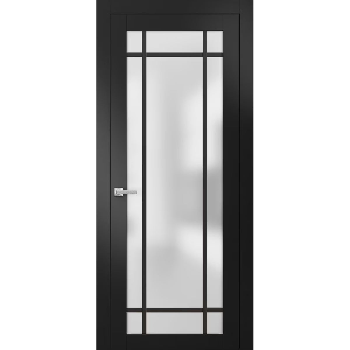 Matte Black Frosted Glass Solid French Door 32 x 84 inches Z416859