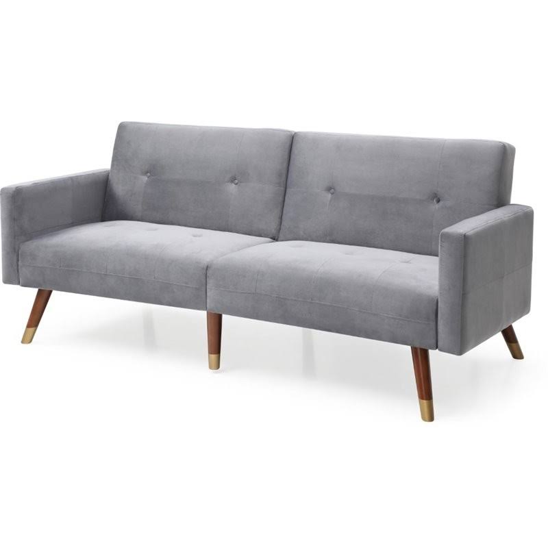 Gray Velvet Convertible Sofa C6839