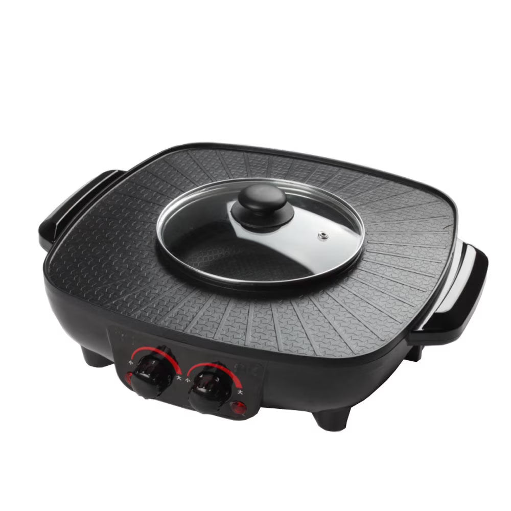 Electric Hot Pot with Square Smokeless BBQ Grill and Electric Baking Tray S27044