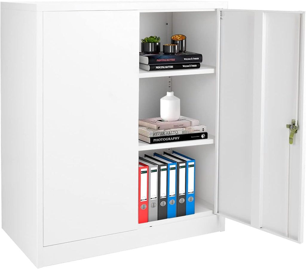 Light Gray Steel Storage Cabinet with 2 Adjustable Shelves E9286