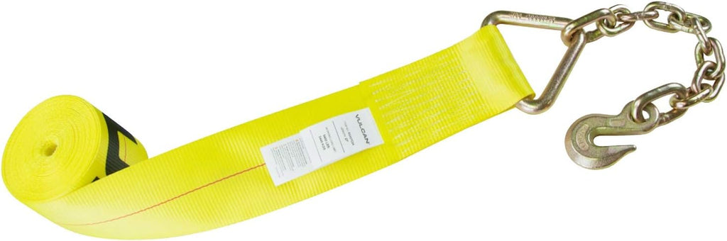 Ratchet Strap with Chain Anchors, 4 Inch x 30 Foot, Classic Yellow W7536