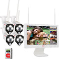 Wireless All-in-One Ultra HD Security Camera System with 16 Inch Monitor, 8CH NVR with 1TB HDD, 4PCS 3MP Outdoor Bullet IP Cameras U18297
