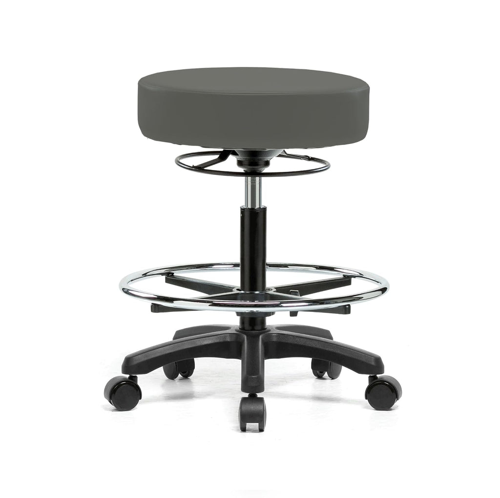 Gray Vinyl Rolling Height Adjustable Stool F9874
