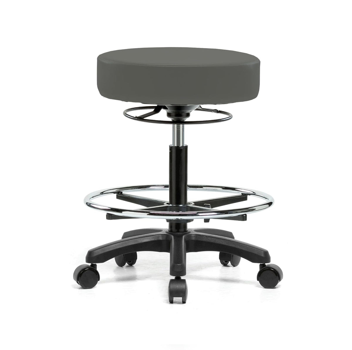 Gray Vinyl Rolling Height Adjustable Stool F9874