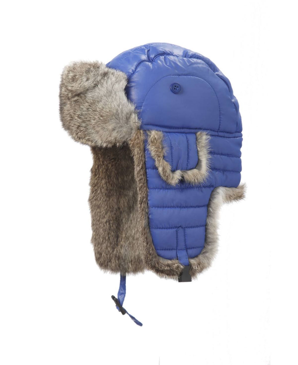 Purple/Grey Rabbit-Trimmed Nylon Aviator Hat B3917