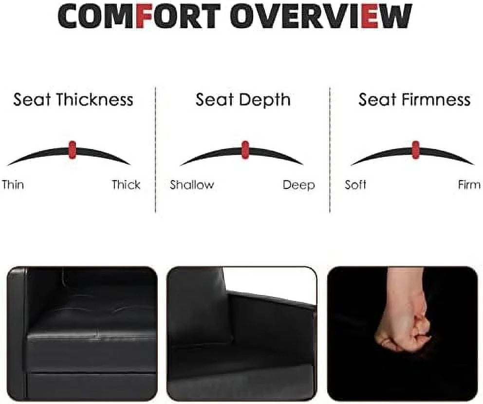 Black Faux Leather Accent Chair with Arms P622950