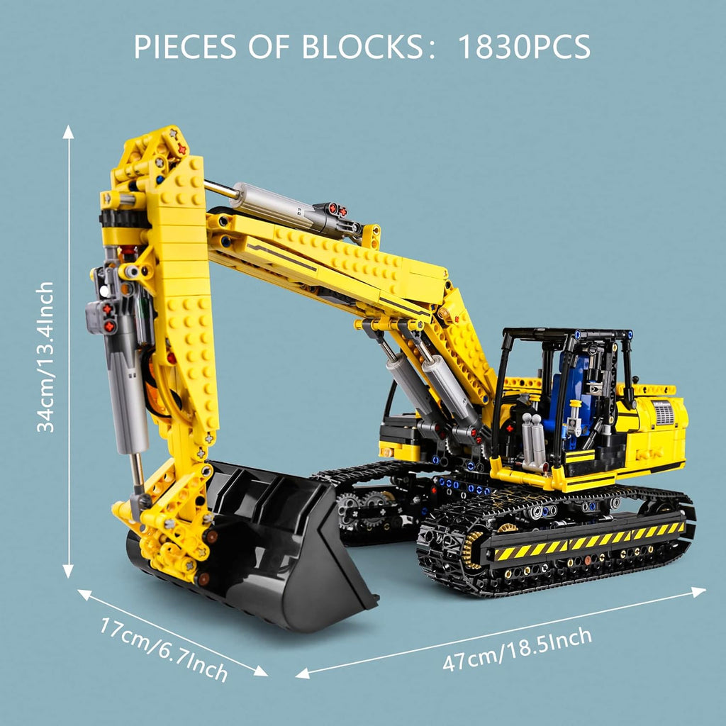 Excavators Building Kits, 1828 Pieces with Motor/APP Remote Control U606