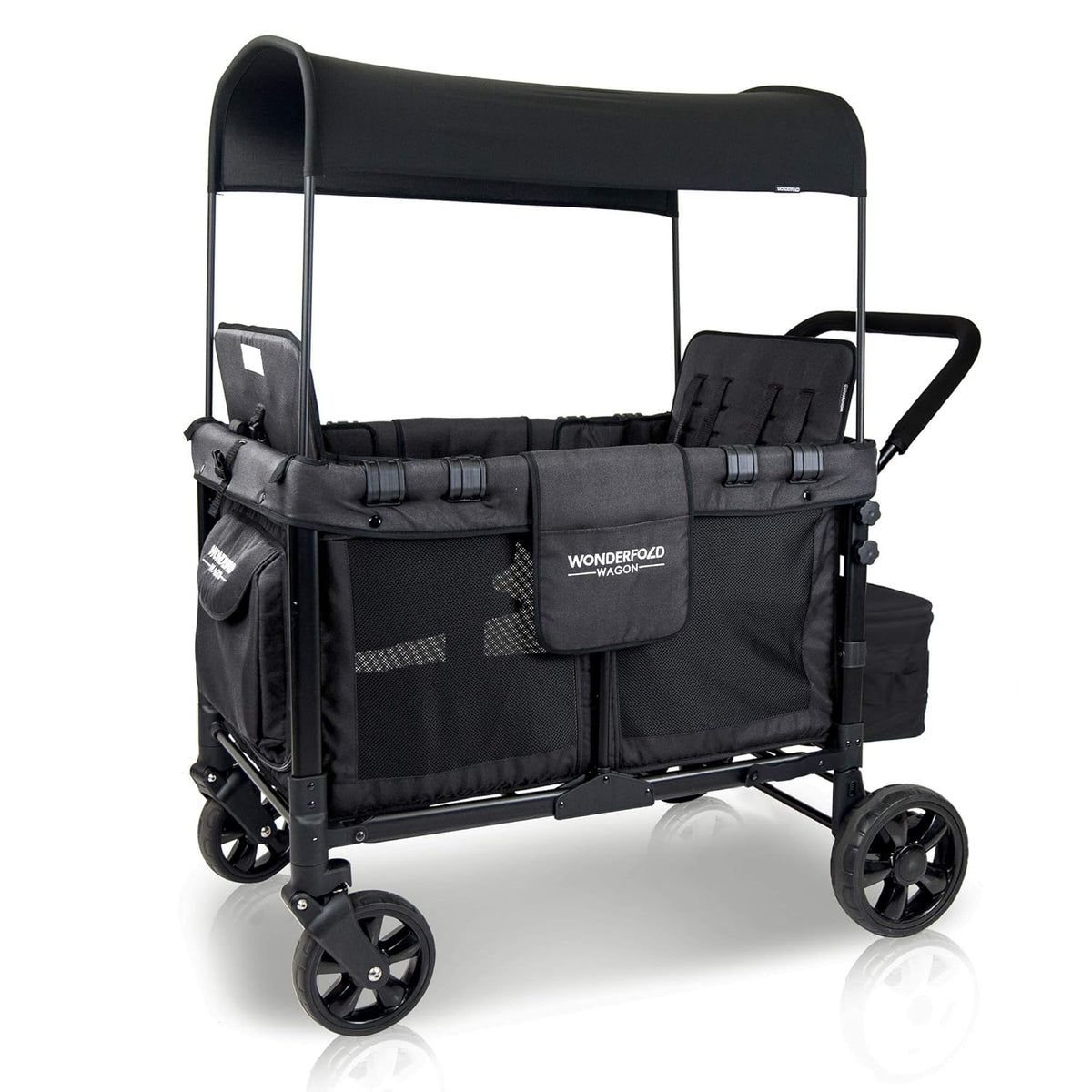 4 Seater Quad Stroller Wagon with Removable Raised Seats, Gray W15751