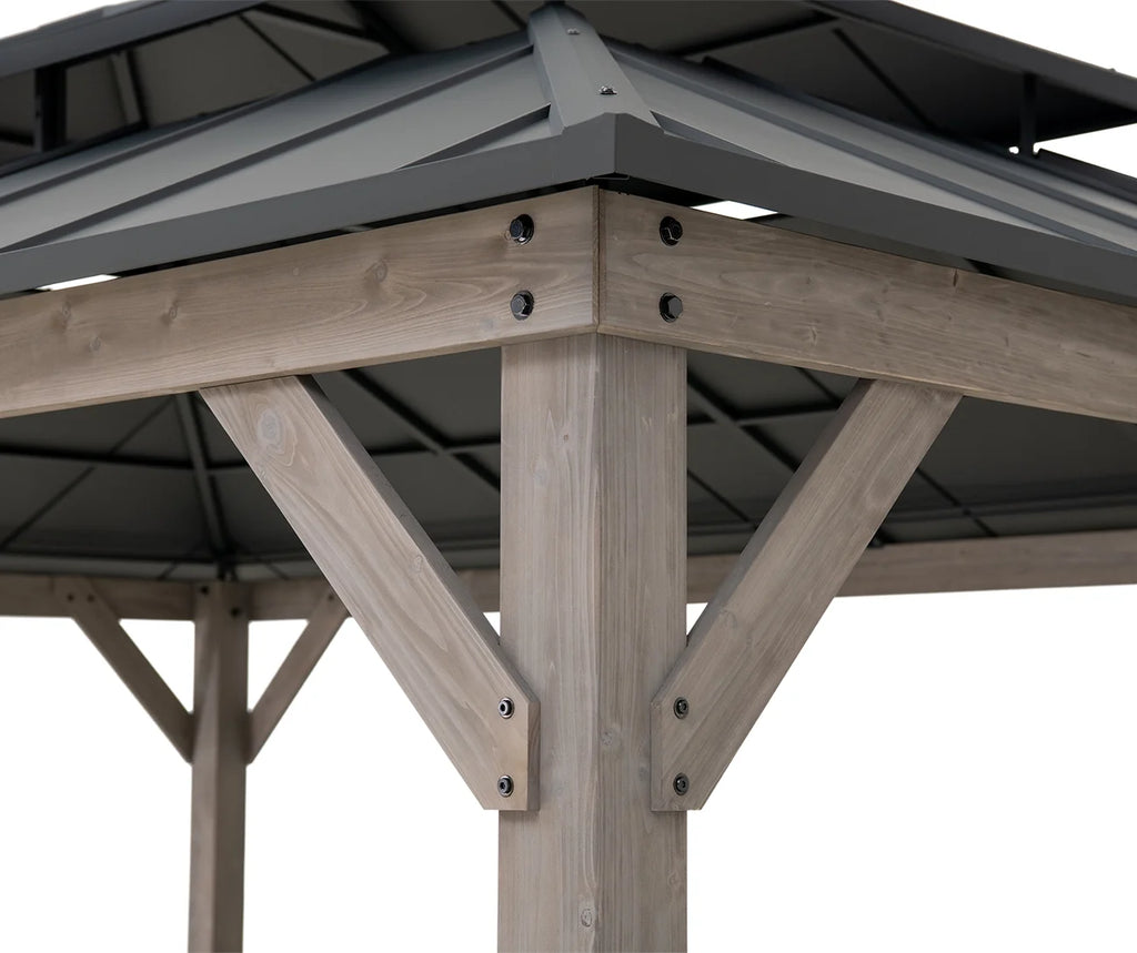 12x16 ft. Steel Hardtop Gazebo with 2-tier Metal Roof J851