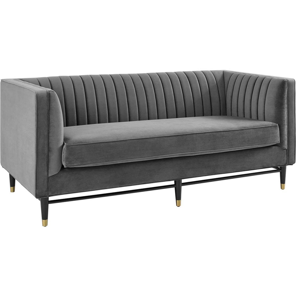 Gray Tufted Velvet Loveseat R858636