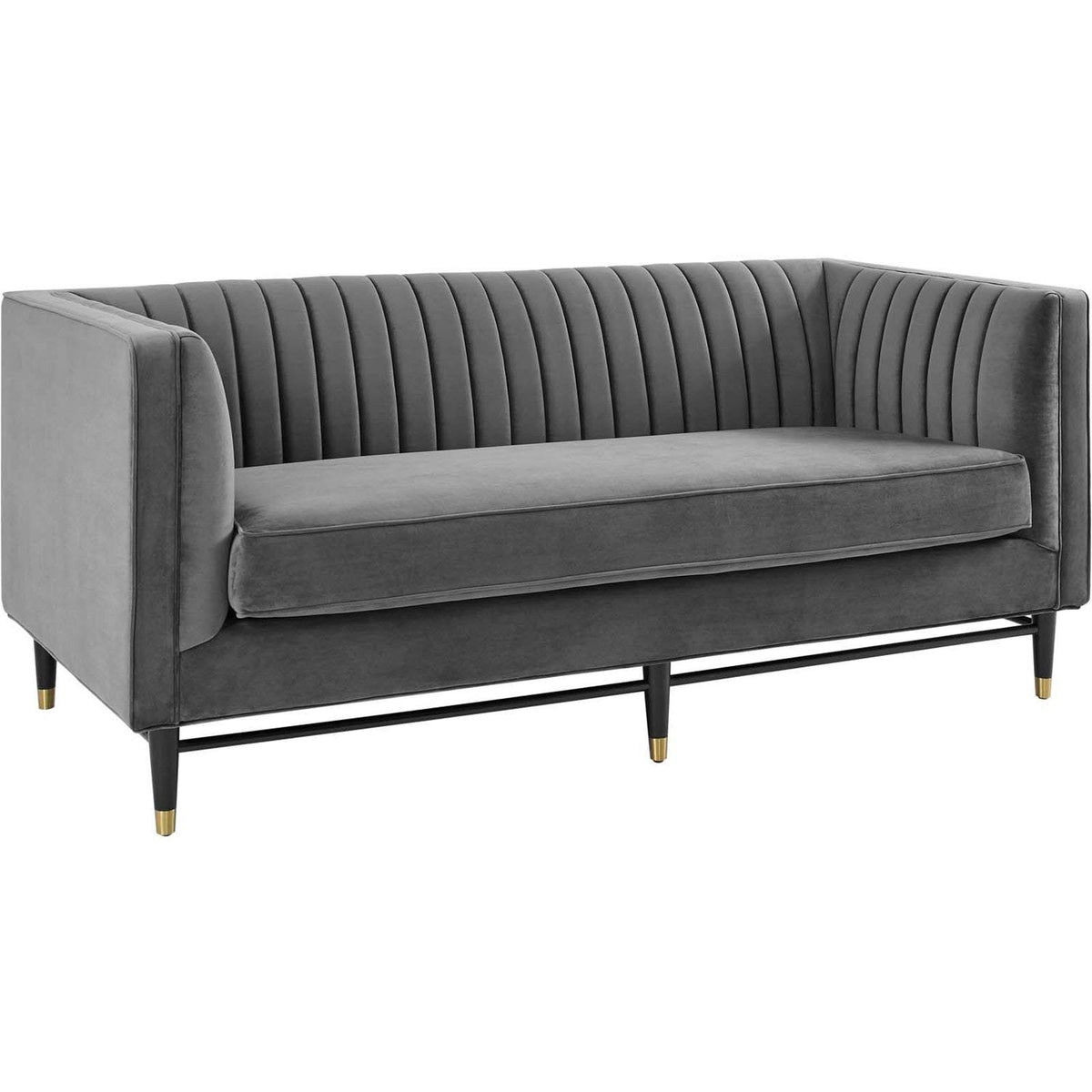 Gray Tufted Velvet Loveseat R858636