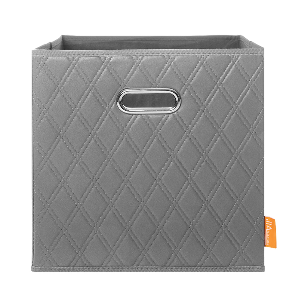 Gray Foldable Faux Leather Storage Cube Bins Set of Four R15252