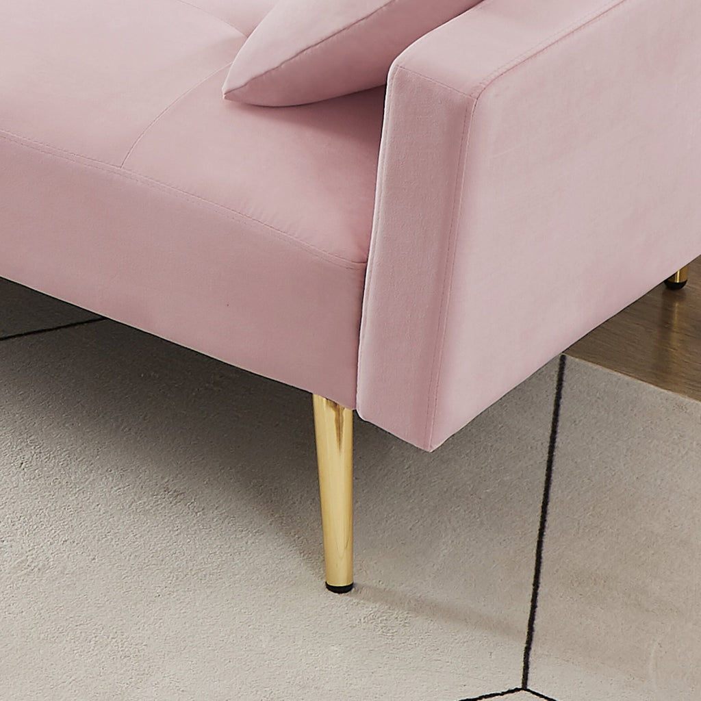 Pink Velvet Convertible Sofa Bed C91189