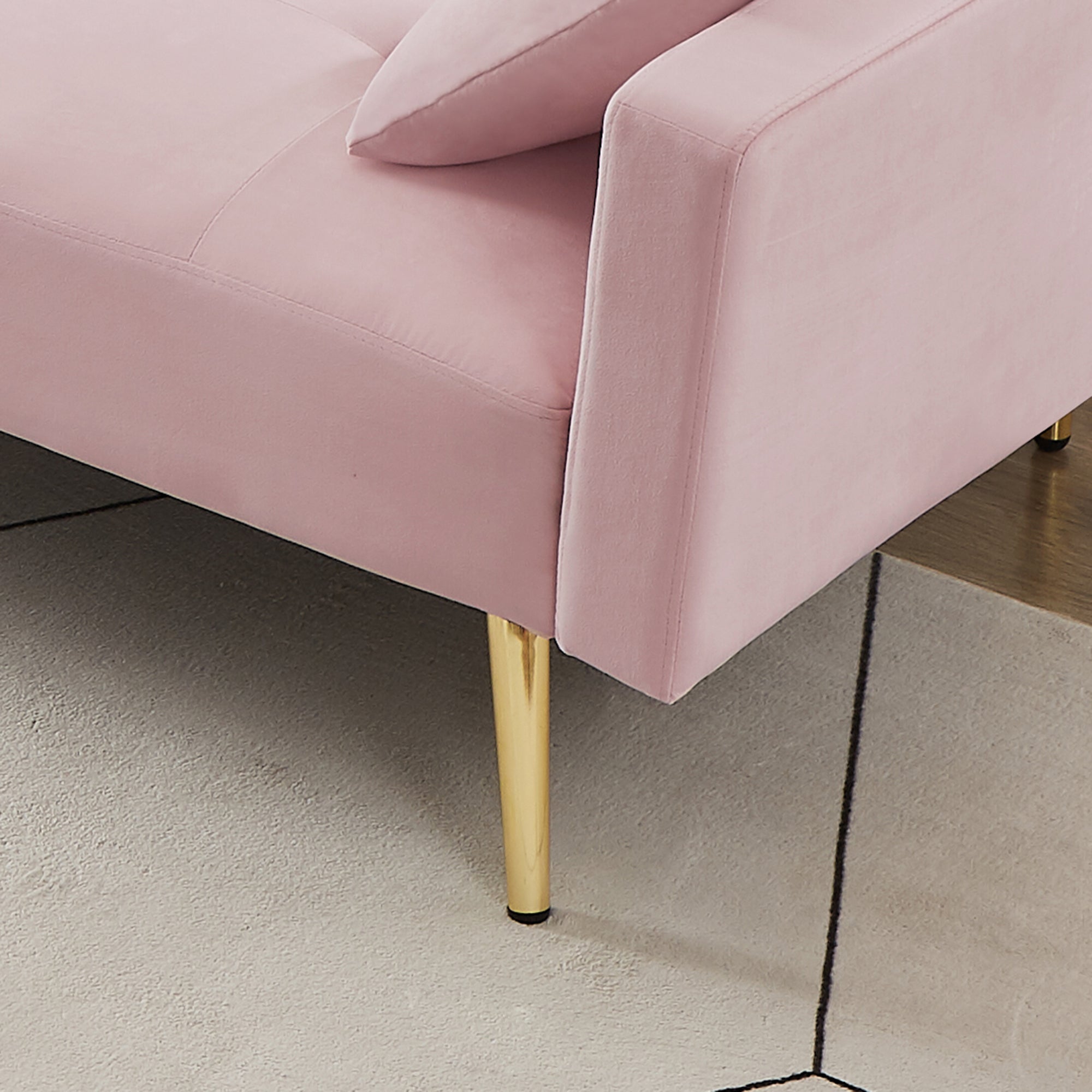 Pink Velvet Convertible Sofa Bed C91189