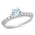 1.05ct Round Cut Blue Simulated Diamond 18k White Gold Ring L446