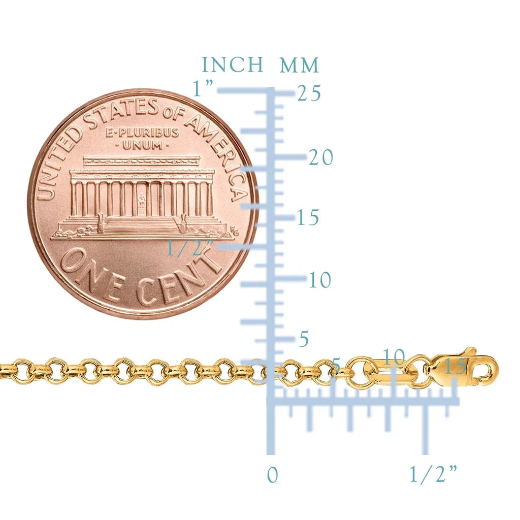 14K Yellow Gold 2.3MM Rolo Link Necklace B334871