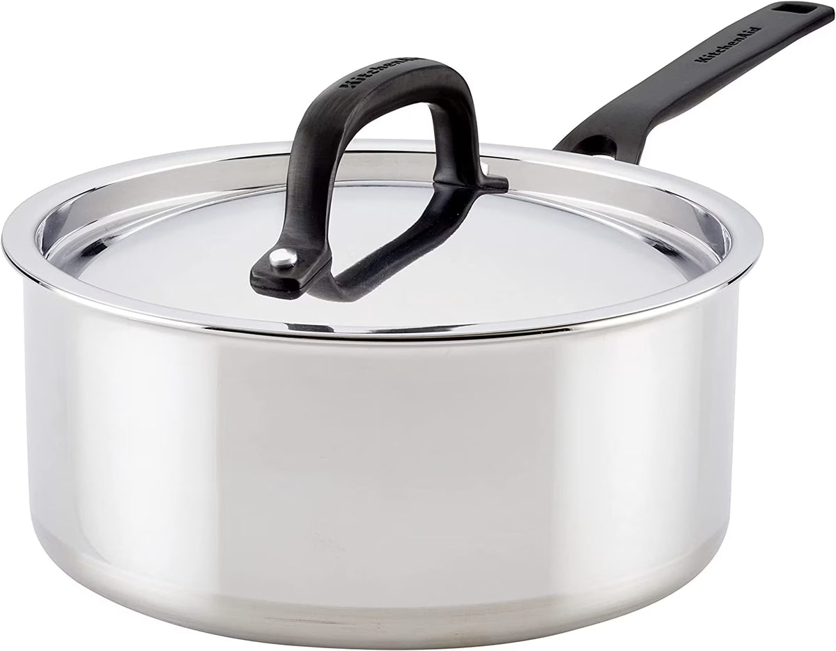 5-Ply Clad Stainless Steel Saucepan with Lid, 3 Quart E347