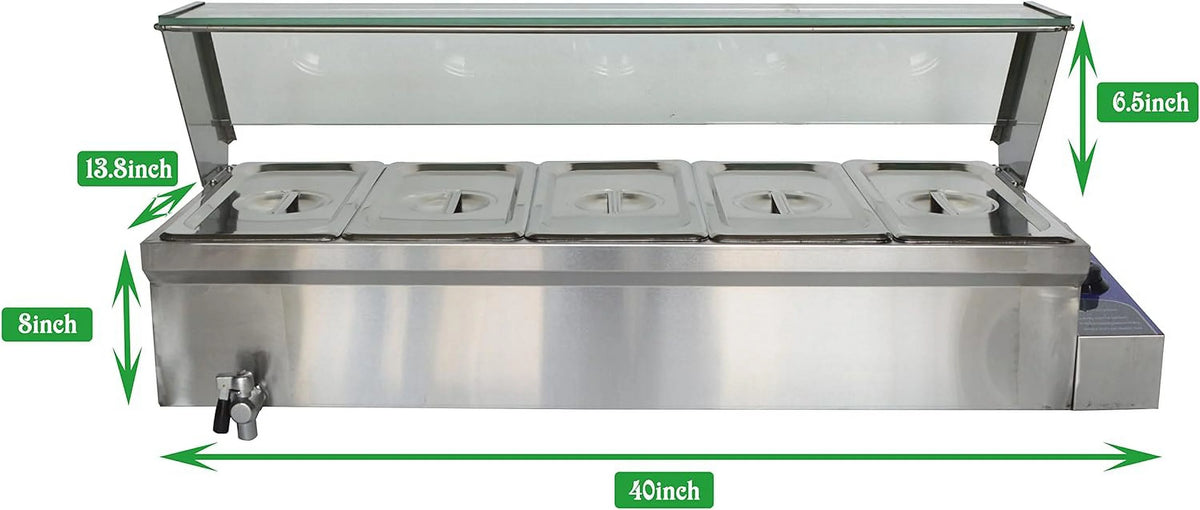 5-Pot Buffet Food Warmer with Glass Shield W67741