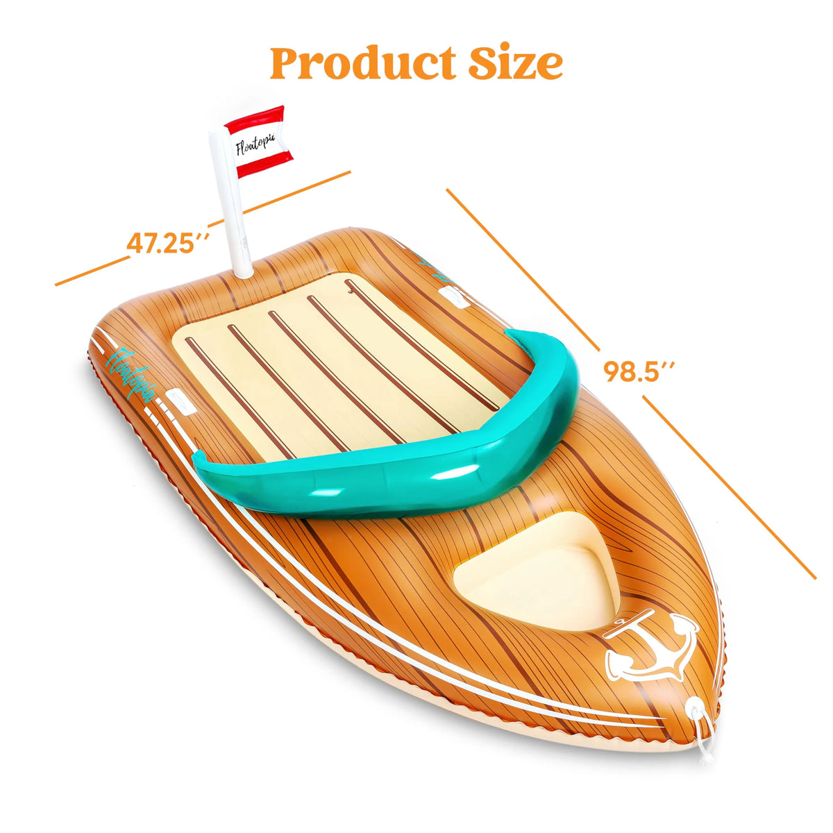 8 ft Inflatable Boat Pool Float with Reinforced Cooler I9987