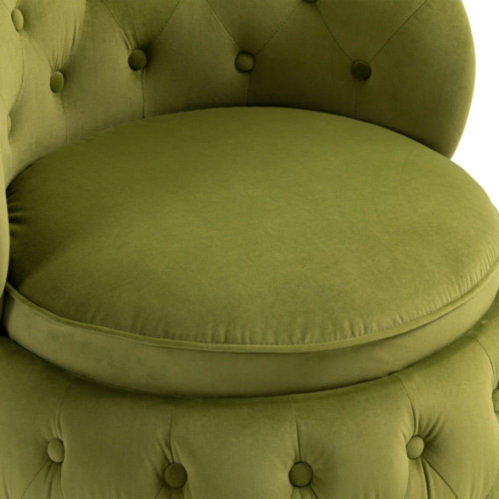 Olive Green Velvet Swivel Barrel Accent Chair S904692