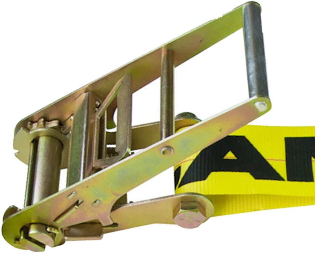 Ratchet Strap with Chain Anchors, 4 Inch x 30 Foot, Classic Yellow W7536