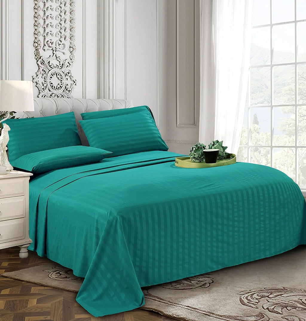 6-piece damask striped bed sheet set, queen size P781522