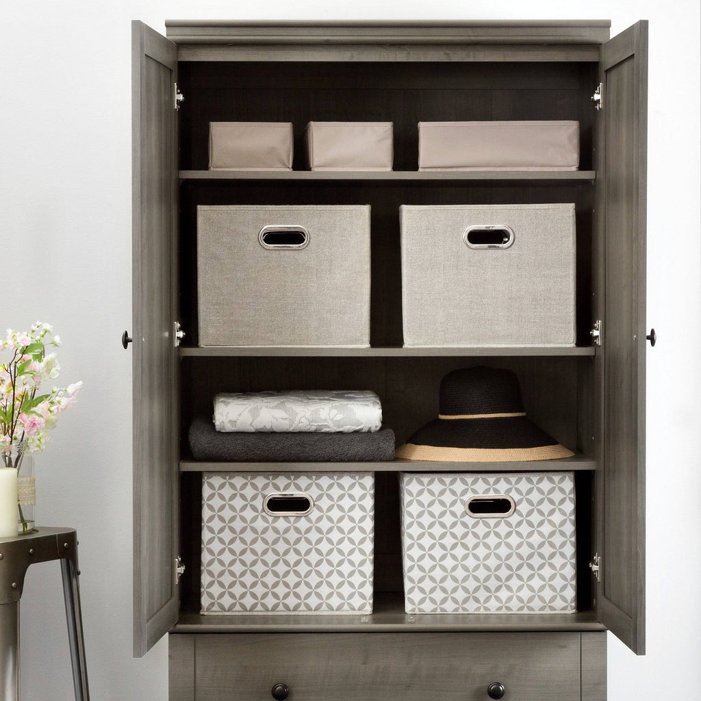 Gray Maple Storage Armoire with 2-Drawers S3866