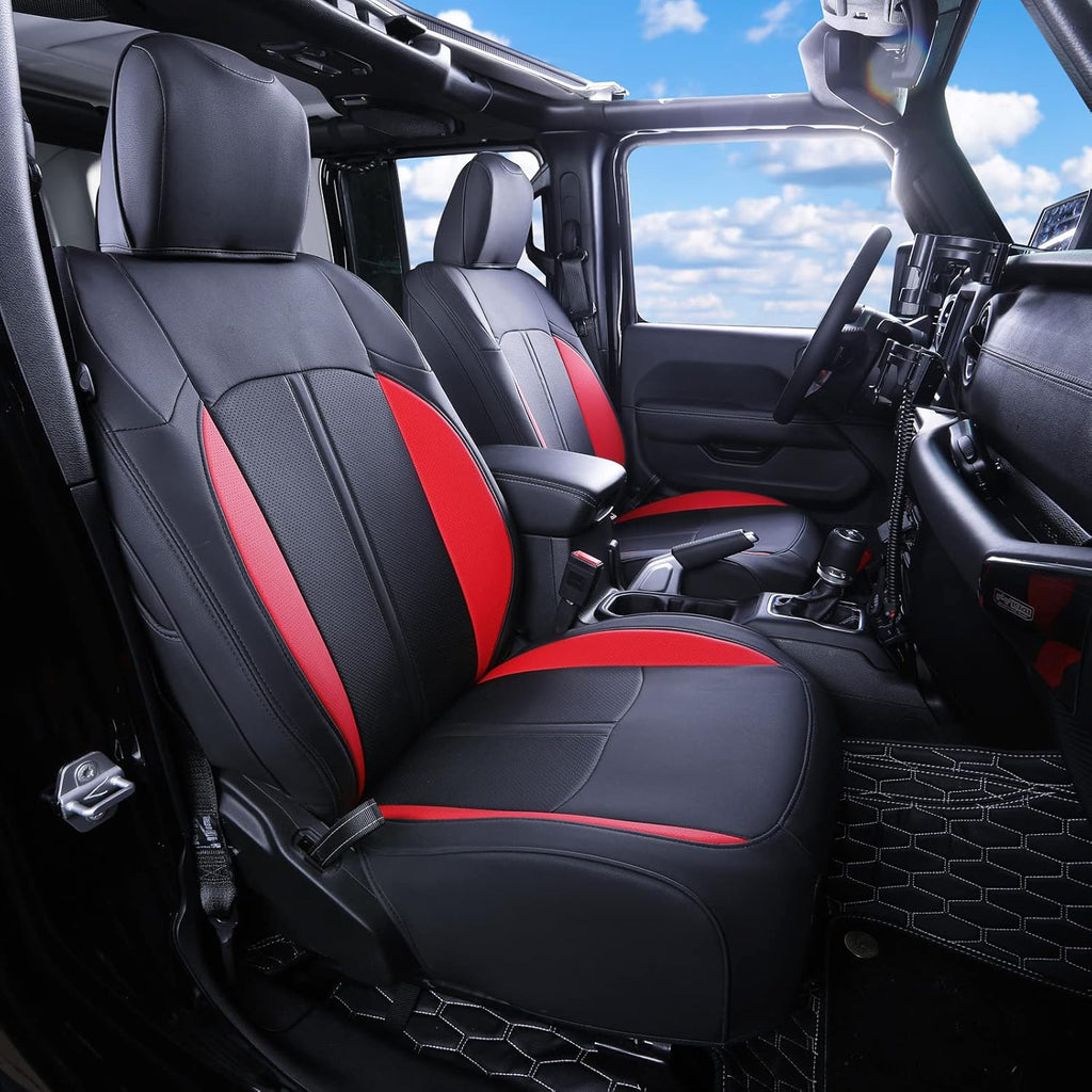 Red PU Leather Car Seat Covers for 2013-2017 Jeep Wrangler JK 4 Door E400414