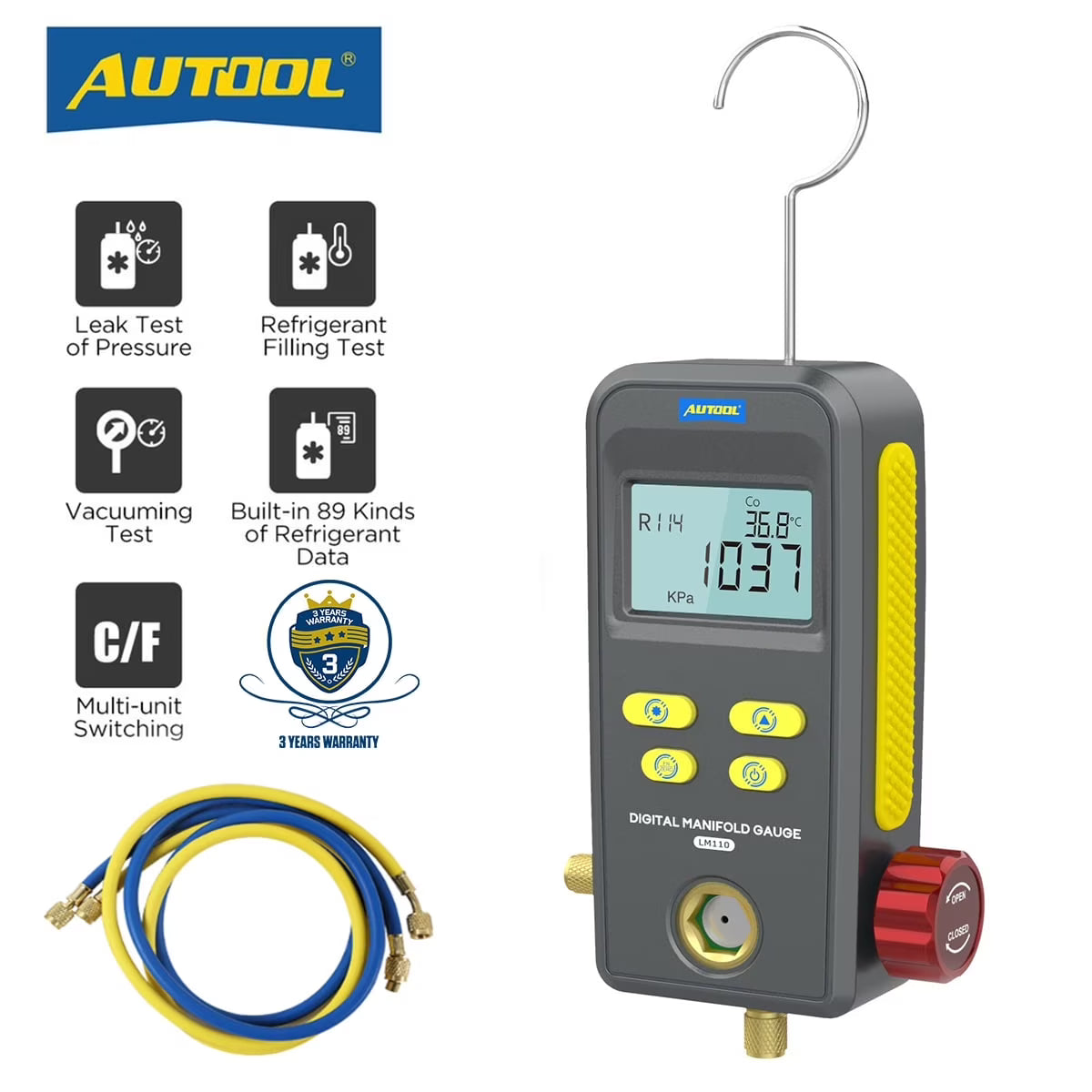Digital Refrigeration Manifold Gauge Set HVAC Vacuum Pressure Tester Kit G58291