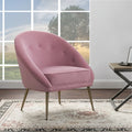 Pink Velvet Barrel Chair with Golden Legs D777834