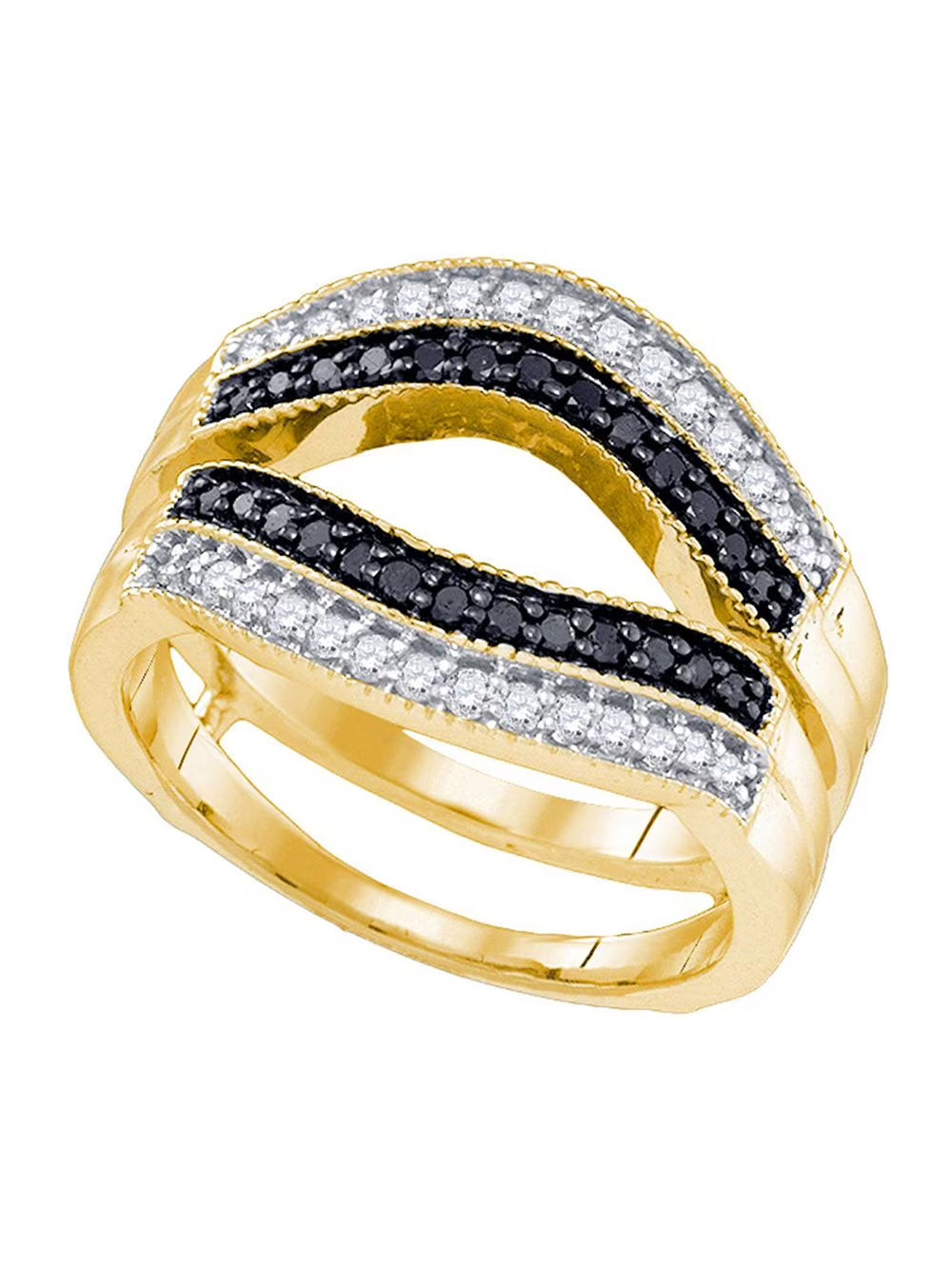 10kt Yellow Gold Black Diamond Wrap Ring Guard Enhancer 1/2 Cttw H56003