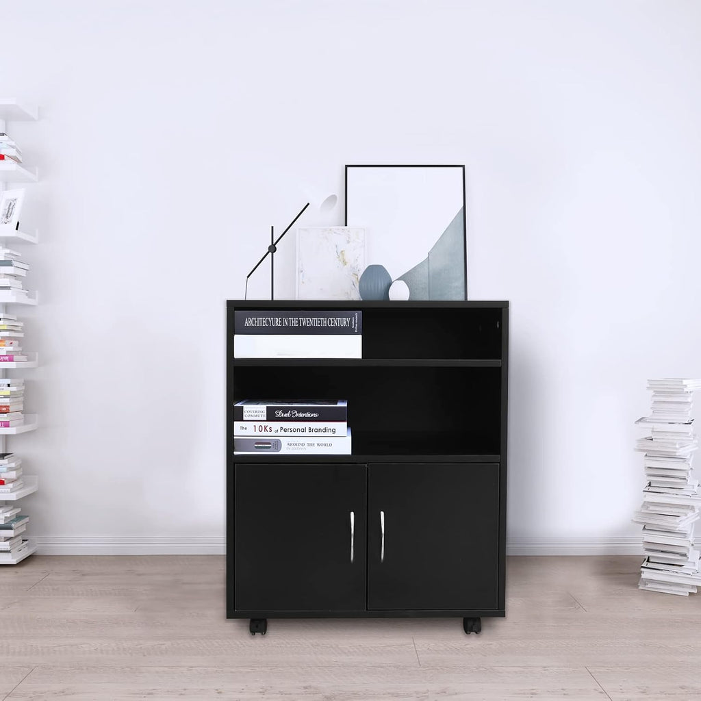 Black 3 Drawer Rolling File Cabinet with Wheels V921