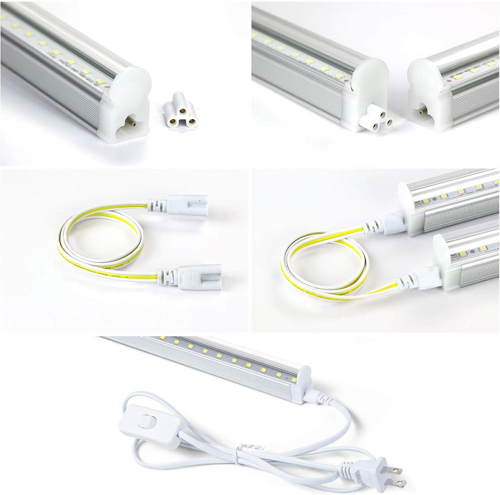 Pack of 6 Link-able 4ft Led Shop Light, 6500k 3100lm 24w, Clear Cover X465164