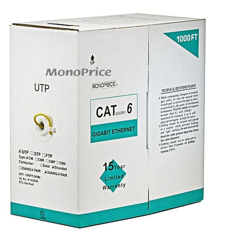CAT 6 UTP Bulk Cable 1000 ft Yellow U275094