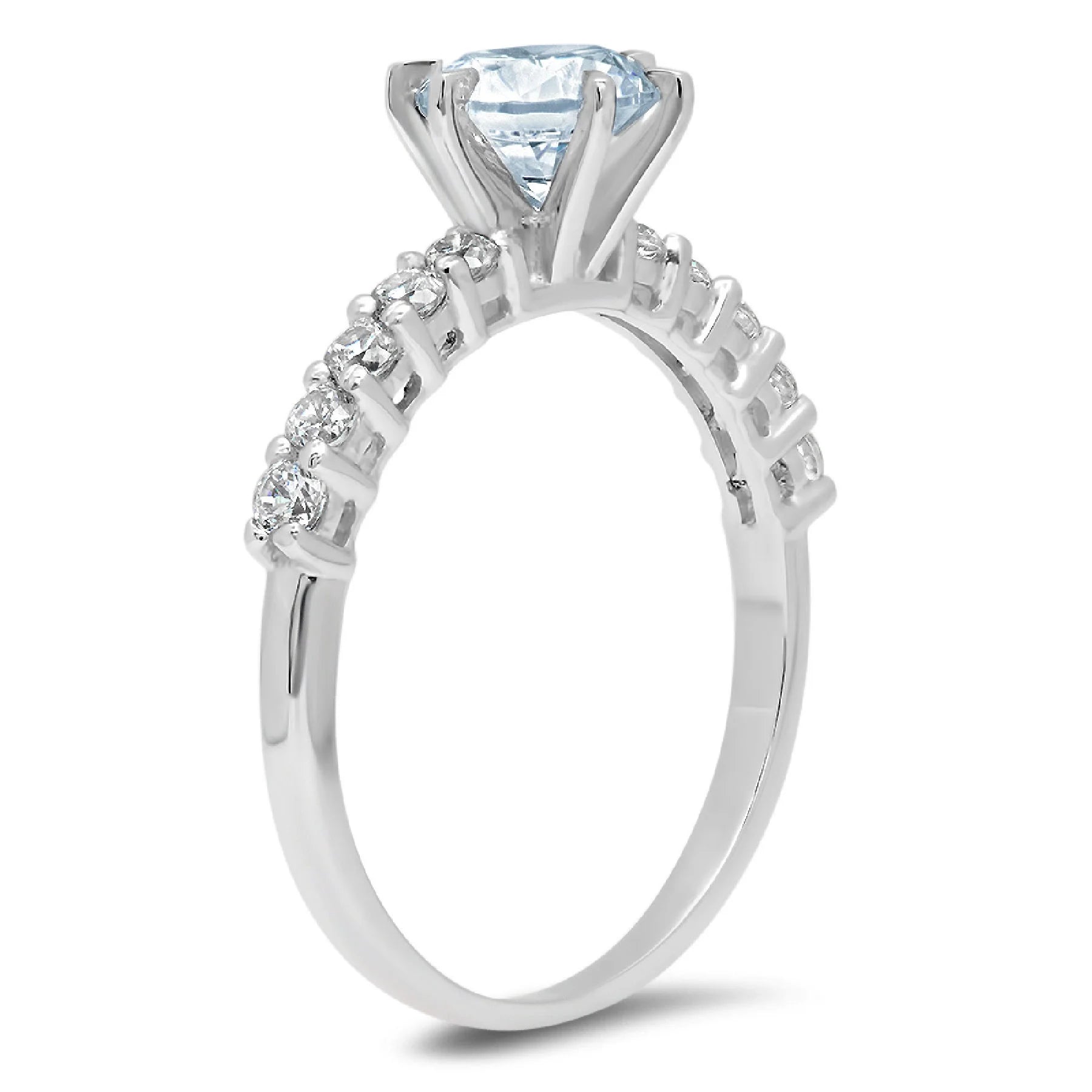 1.05ct Round Cut Blue Simulated Diamond 18k White Gold Ring L446