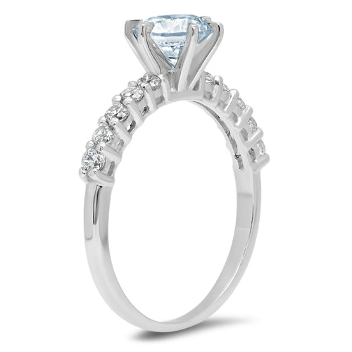 1.05ct Round Cut Blue Simulated Diamond 18k White Gold Ring L446
