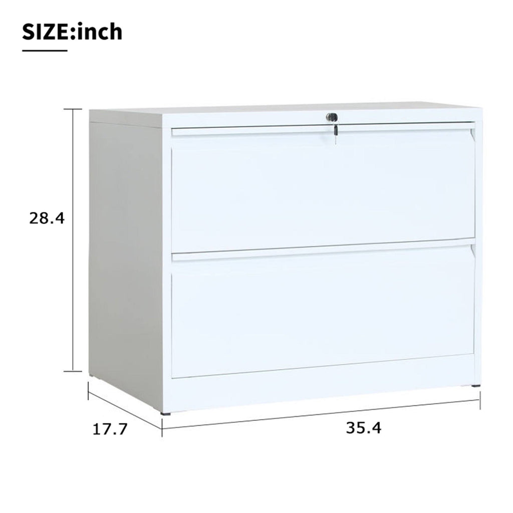 White 2-Drawer Lateral File Cabinet with Lock I15560