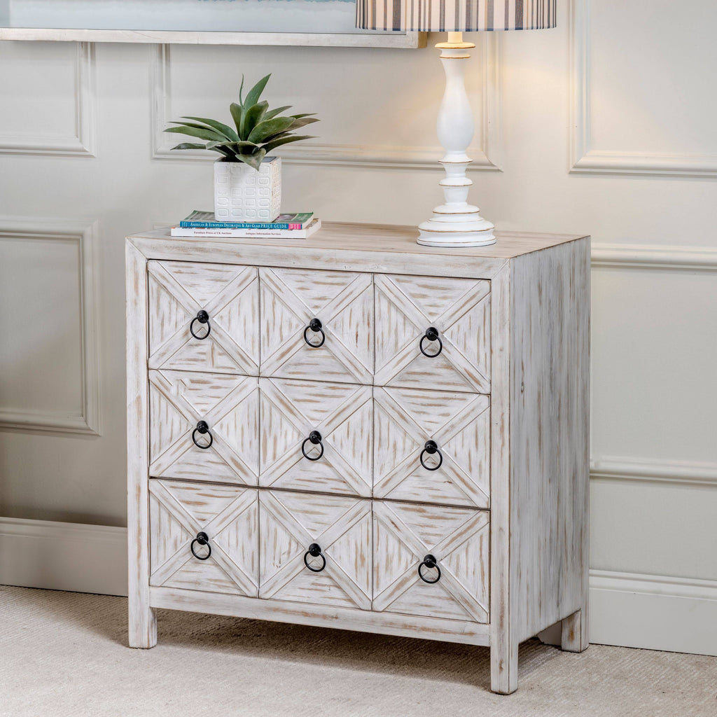 White Three Drawer Wood Cabinet V925