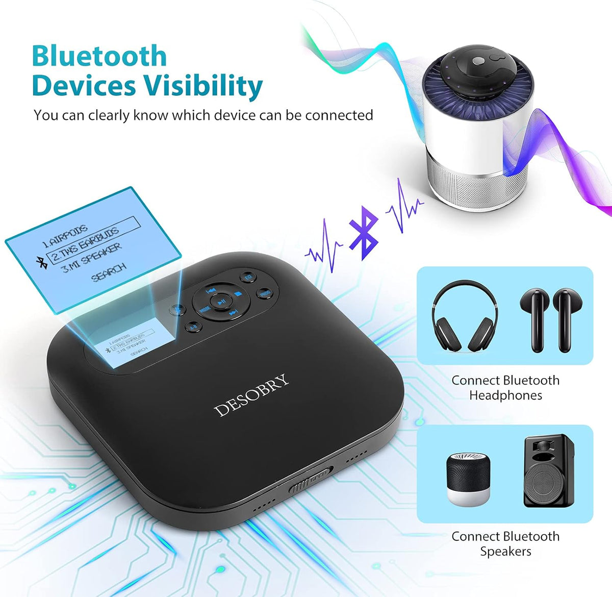 Portable Bluetooth CD Player with LCD Screen N904