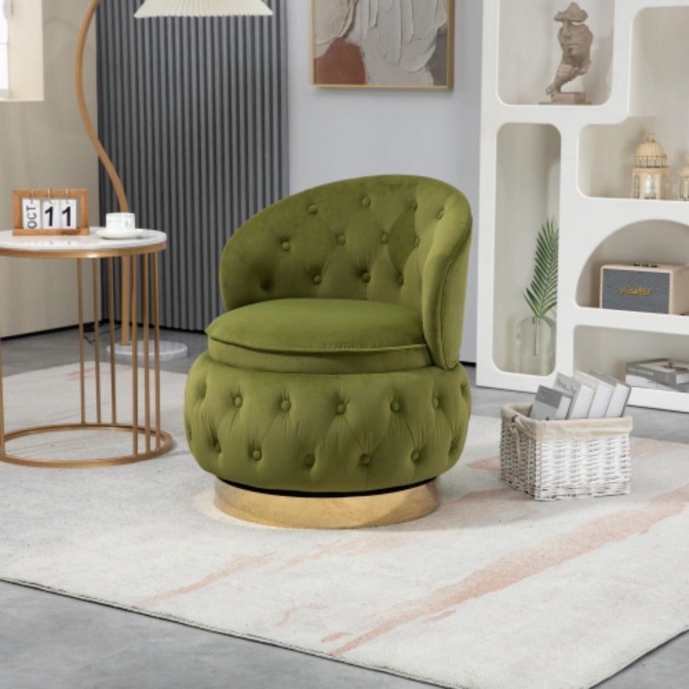 Olive Green Velvet Swivel Barrel Accent Chair S904692