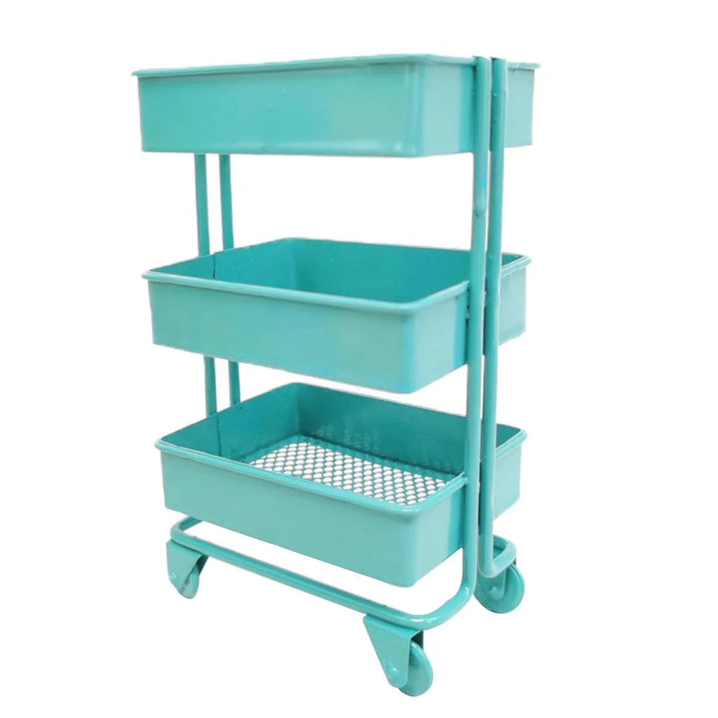 Blue Metal Storage Shelf with Dollhouse Furniture Decor R7315