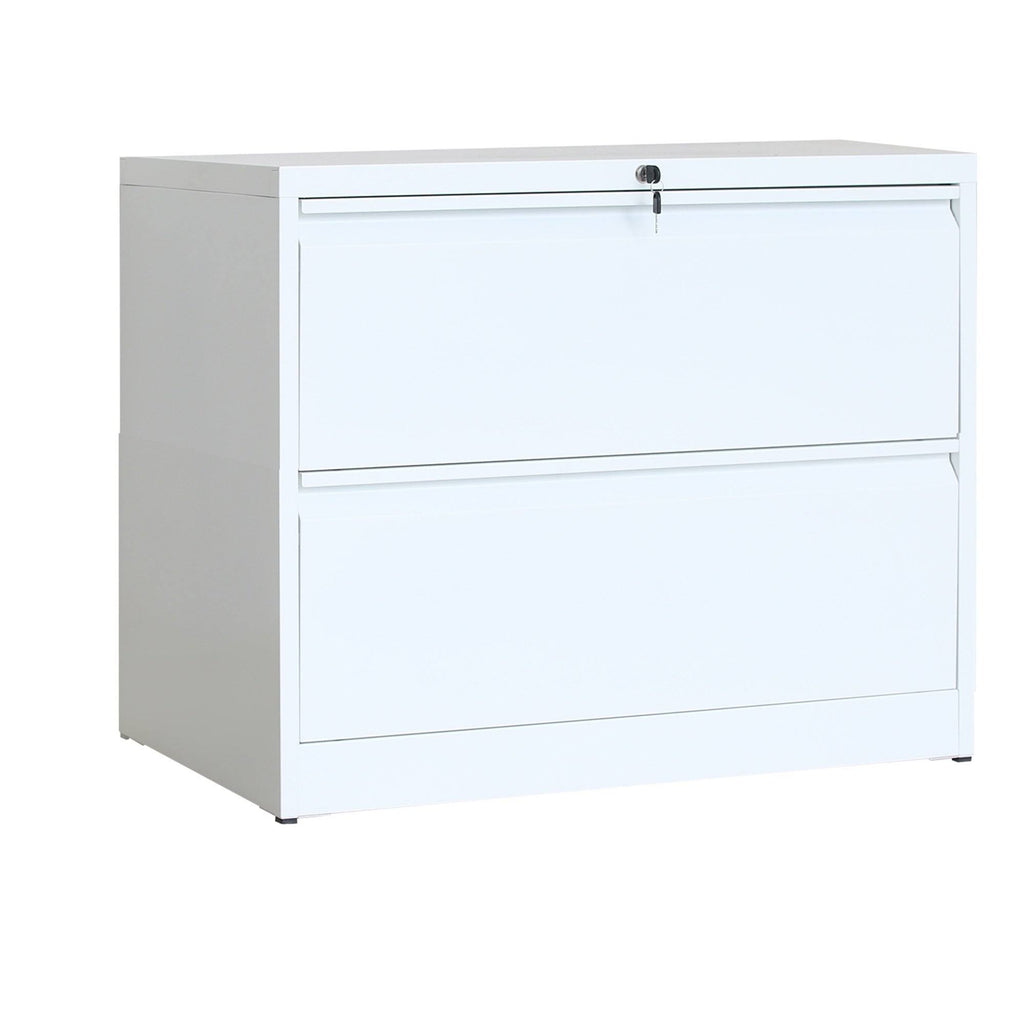 White 2-Drawer Lateral File Cabinet with Lock I15560