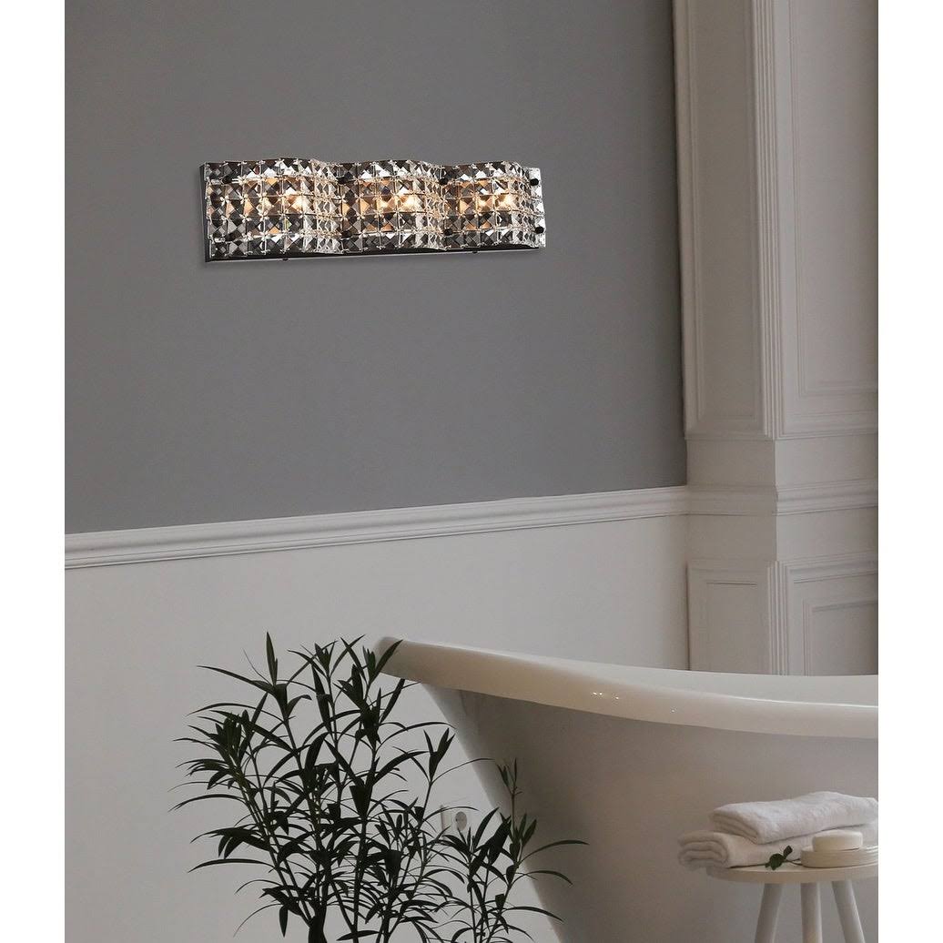 3 Light Bath Sconce with Clear Crystals Black Y66866