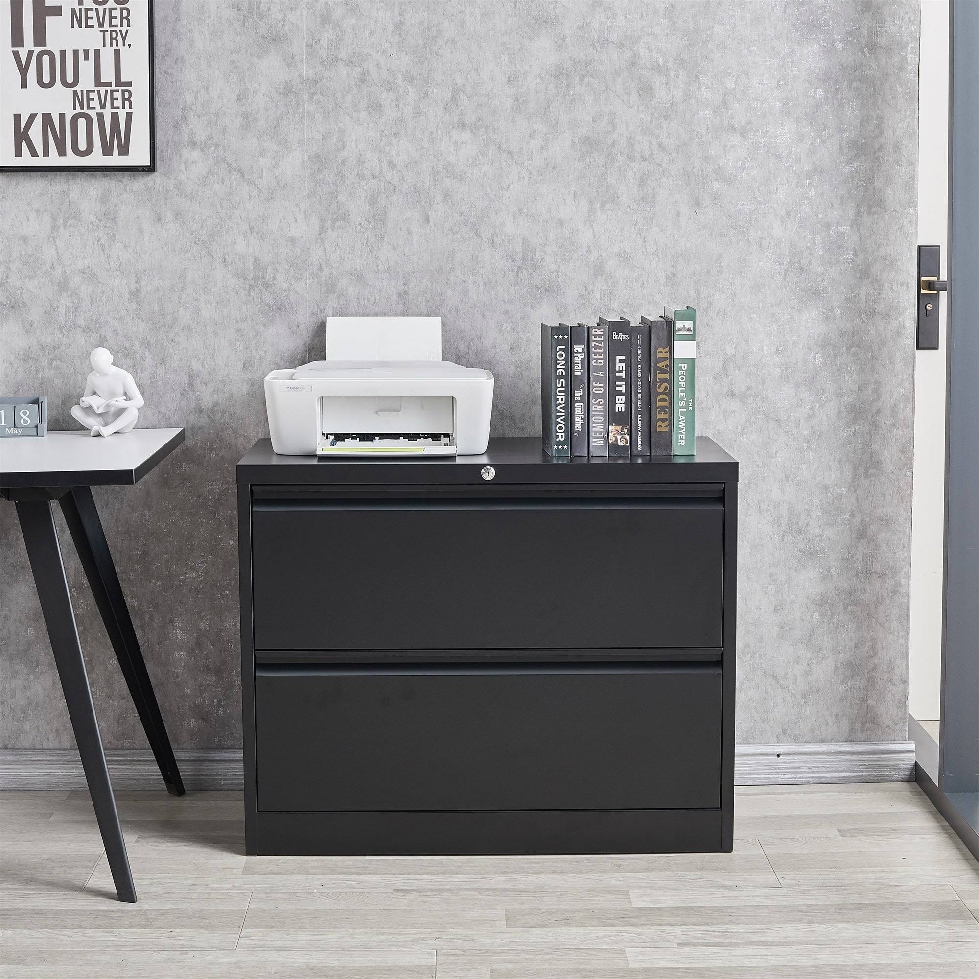 White 2-Drawer Lateral File Cabinet with Lock I15560