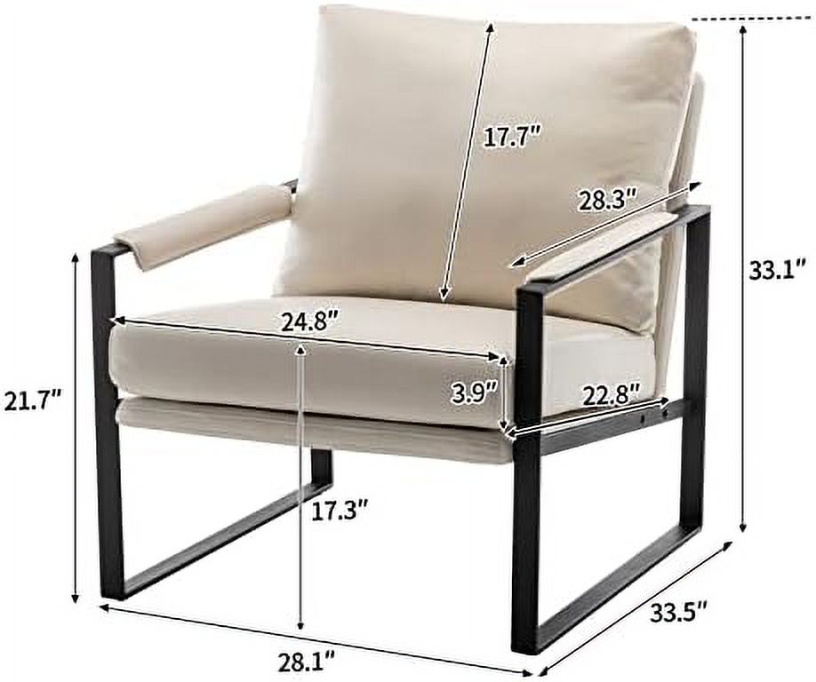 Dark Grey Faux Leather Accent Chair with Metal Frame J299